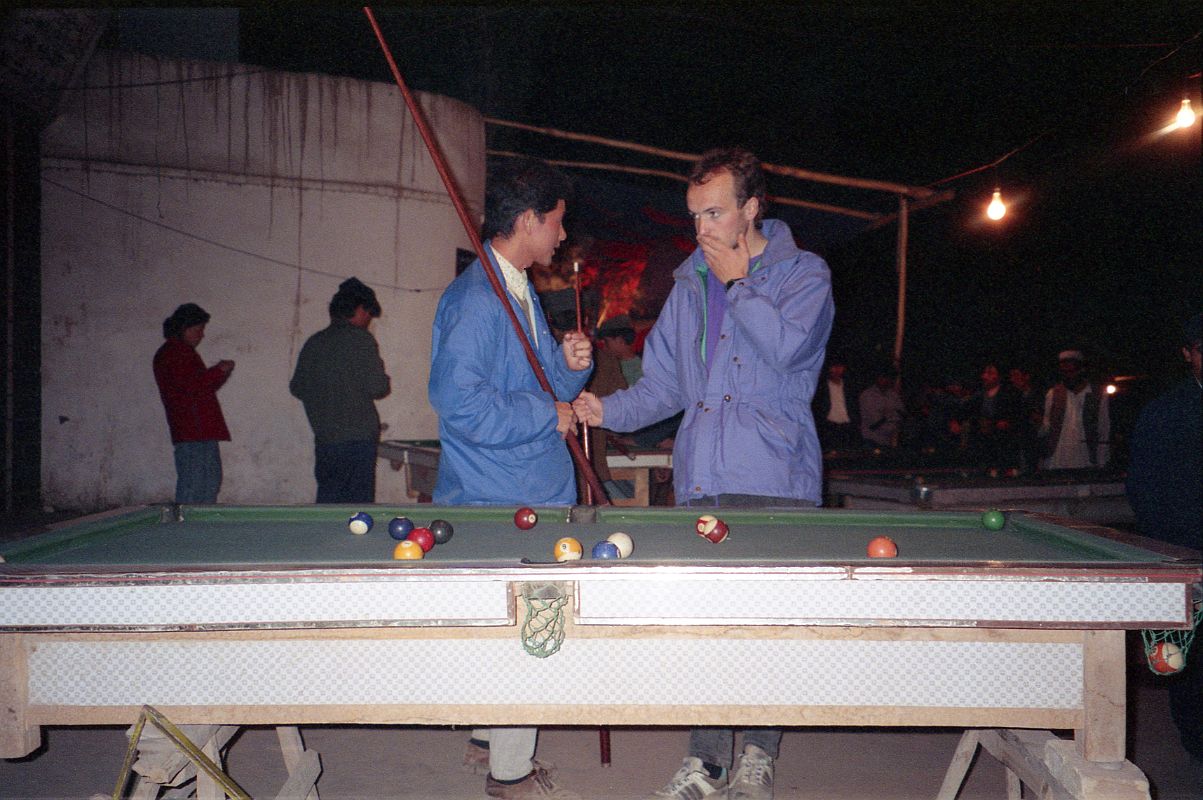 04 Fellow Tourists Play Pool Outside Our Hotel In Kashgar